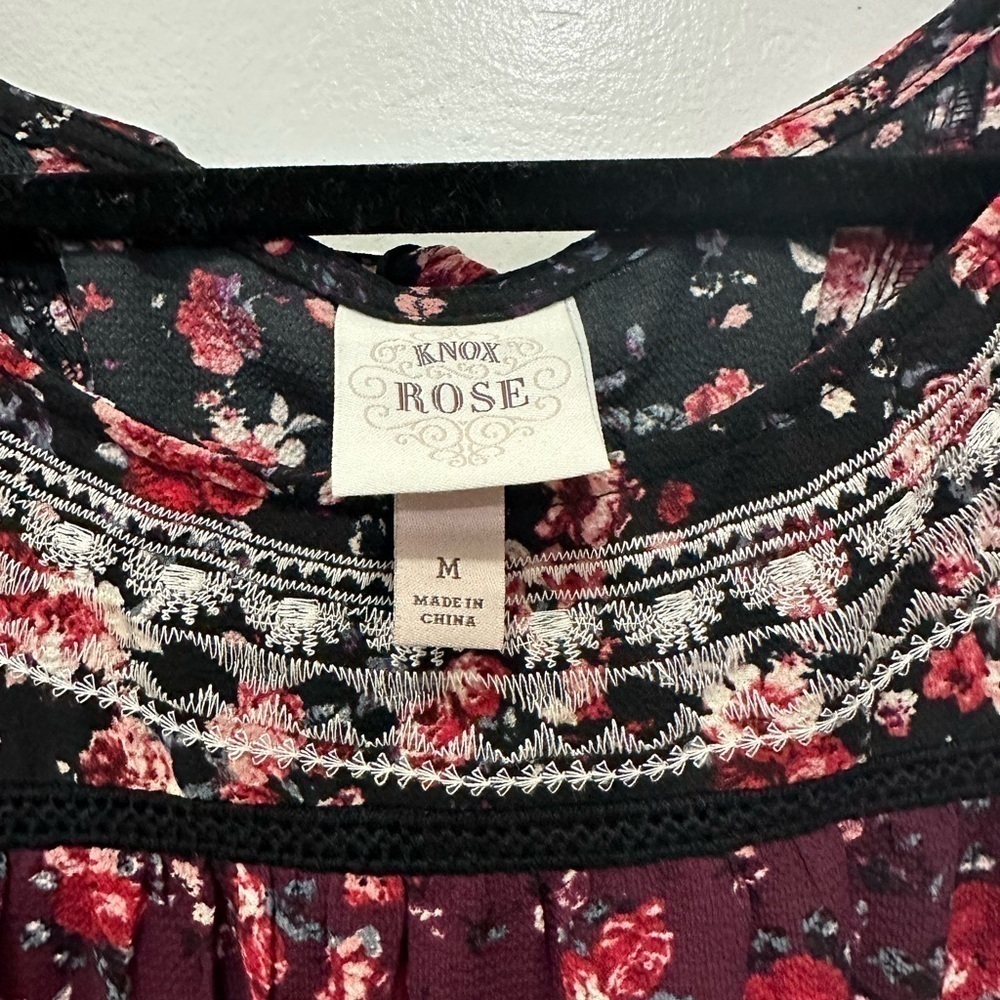 Knox Rose Floral Bohemian Romantic Peasant Top Sz M - Picture 3 of 6
